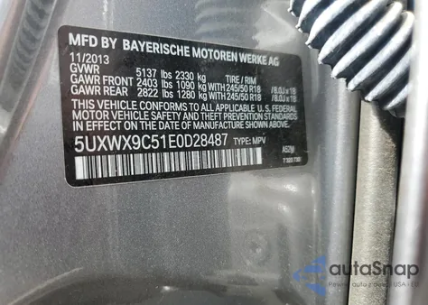 2014 BMW X3 xDrive28I from USA, damaged, VIN 5UXWX9C51E0D28487